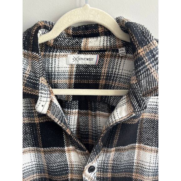 Departwest Plaid Shacket Black Tan Size XXL - Picture 2 of 6